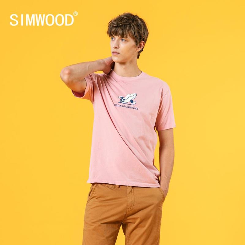 

SIMWOOD 2020 Summer new t-shirt men funny print tops plus size 100% cotton thin breathable tees high quality tshirt SJ170712, Green