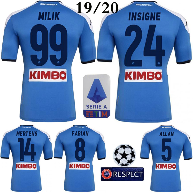 

19 20 Napoli Home soccer jersey HAMSIK football shirt 2019 KOULIBALY camiseta de fútbol INSIGNE MILIK maillot de foot ALLAN MERTENS camisa, Home jersey