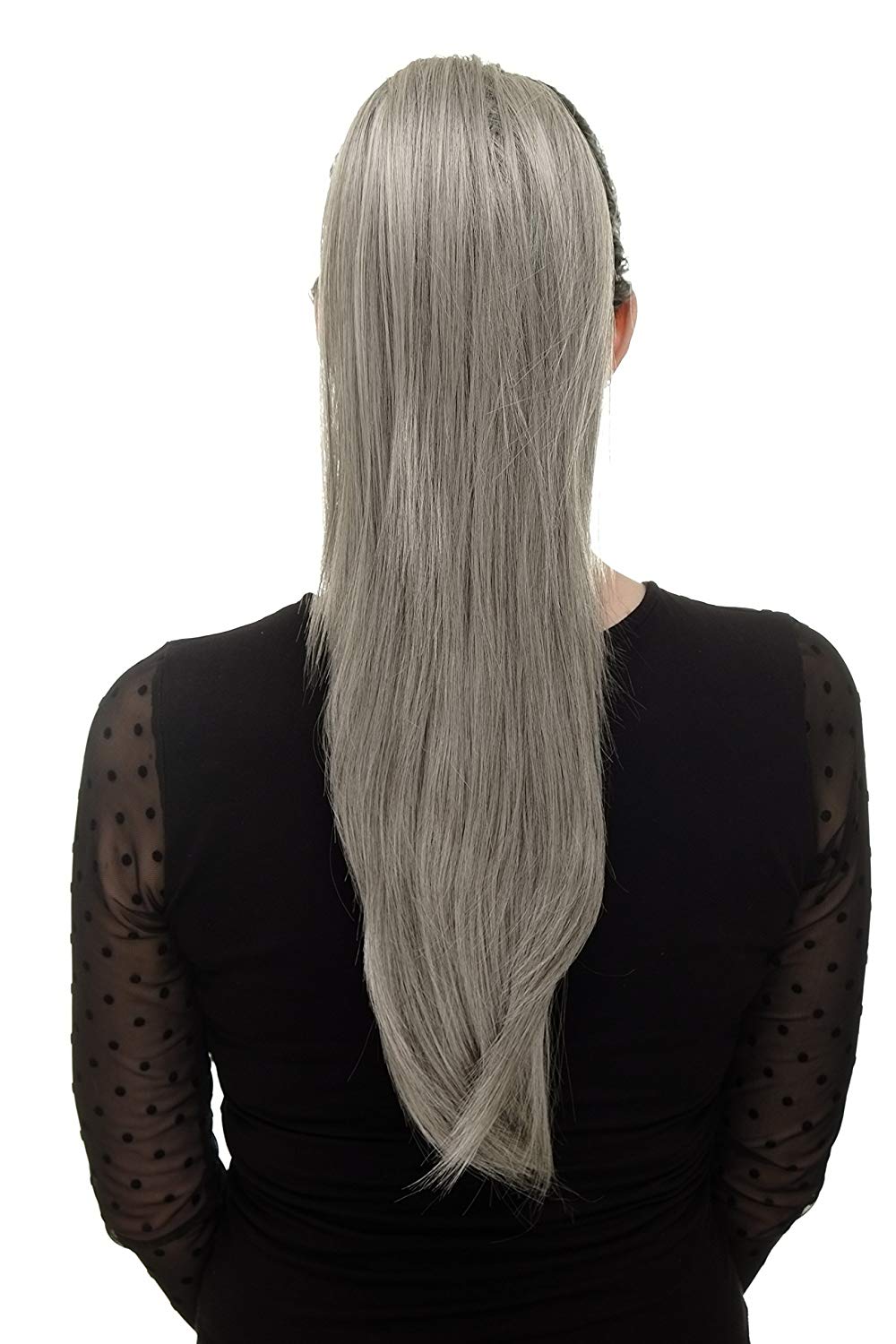 

Custom Naturally frizzy straight grey weave ponytail hair extension,Clip in platinum blonde grey fashion women indian hair ponytail hairpiec