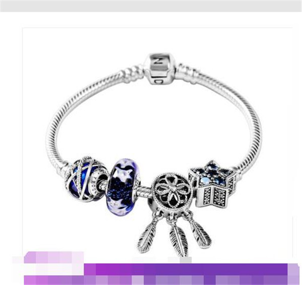 

Real S925 Sterling Silver Charms Bracelets Classic Snake Chain Snap Clasps Bracelet Fit For Pandora DIY Bead Charm