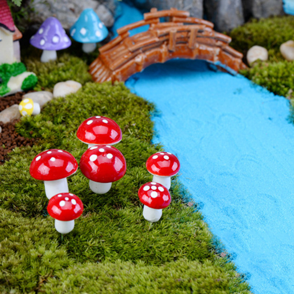 

Artificial colorful mini Mushroom Resin Crafts Terrarium Figurines Fairy Garden Miniatures Party Garden Ornament Decorations