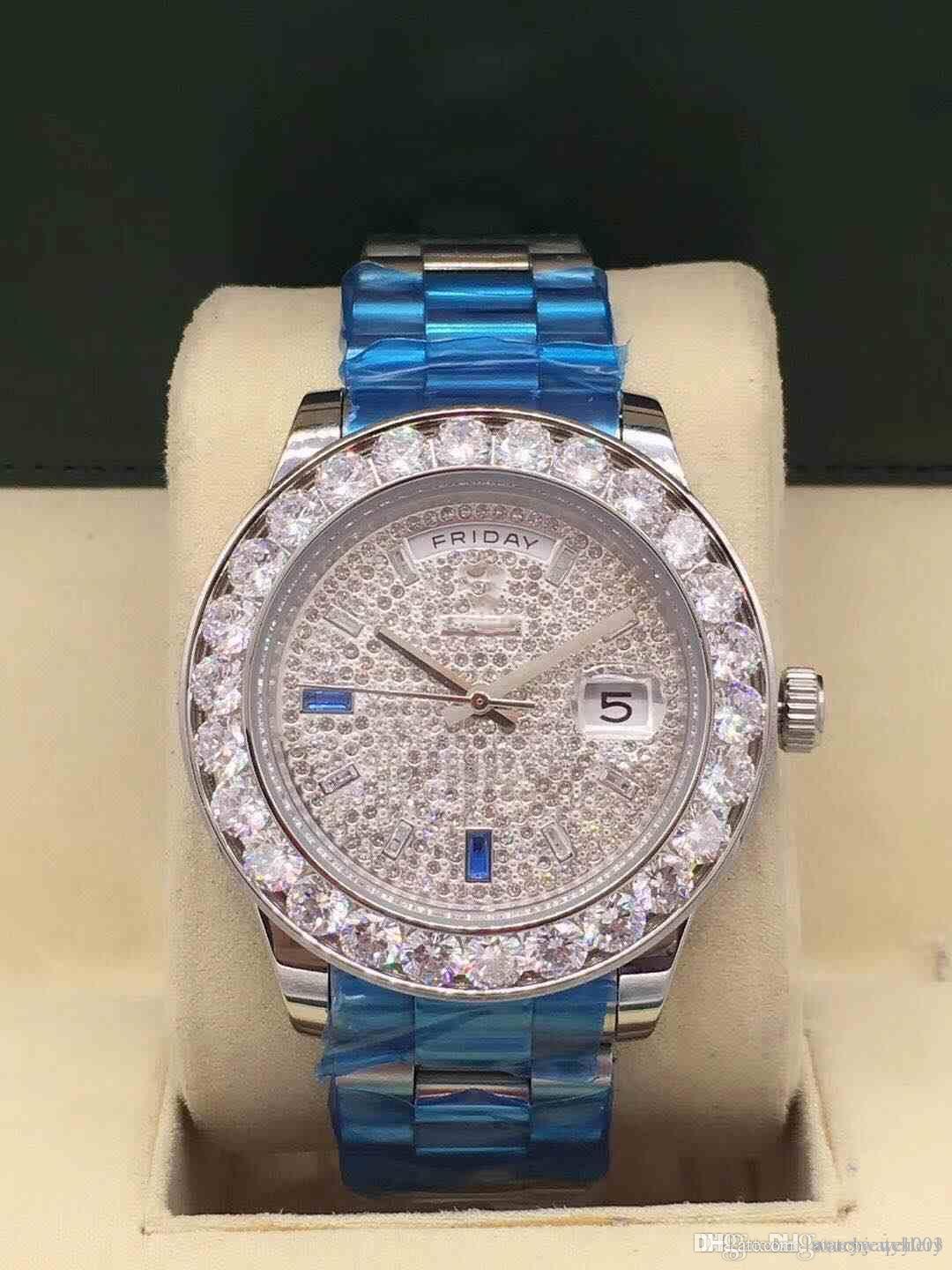 

luxury men's mechanical luxury watch date diamond date watch high-end quality men's mechanical sports, Blue
