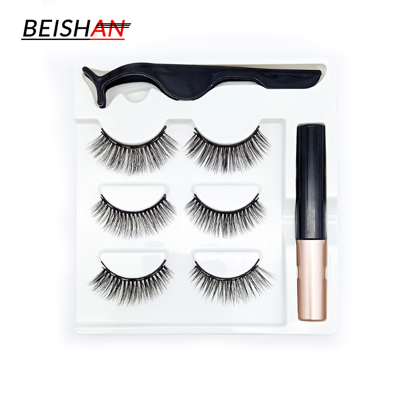 

3 Pairs Mixed Magnetic Eyeliner False Eyelashes Natural Handmade Eyelashes Natural Long Faux Lashes Soft Eye Lashes