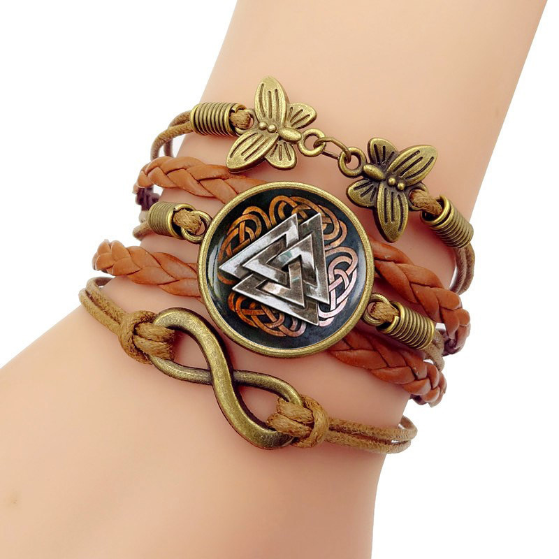 

Northern Europe Pirate Valknut Time Bracelet Multi-storey Manual Weave Skin Hand Decorate