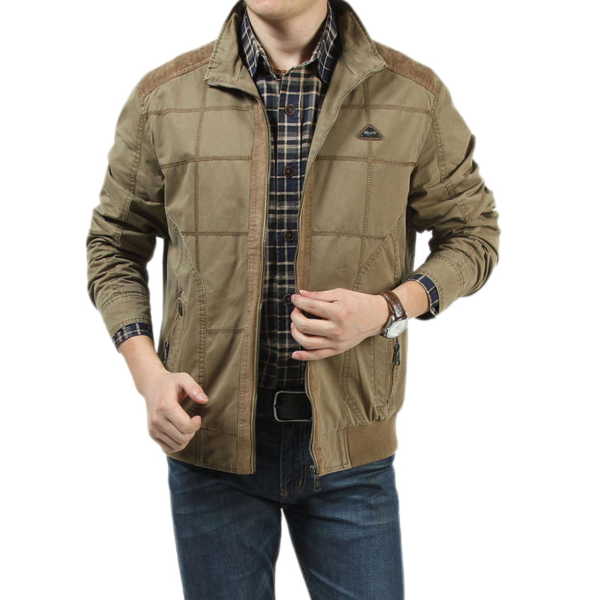 

Free shipping Plus size M-4XL Loose Men Jacket New 2016 Brand cotton Warm Autumn and Winter Mens coats business casual 130hfx, Khaki