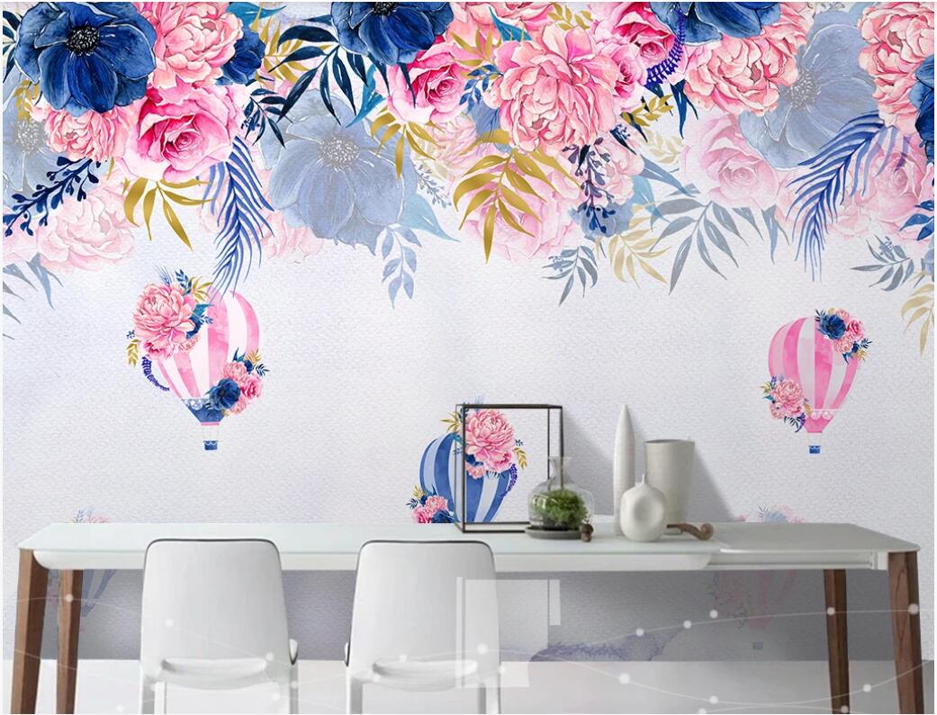 

3d landscapes wall custom murals Hand painted blue hydrogen balloon rose TV background wall rose balls wall art canvas pictures, Non-woven fabric