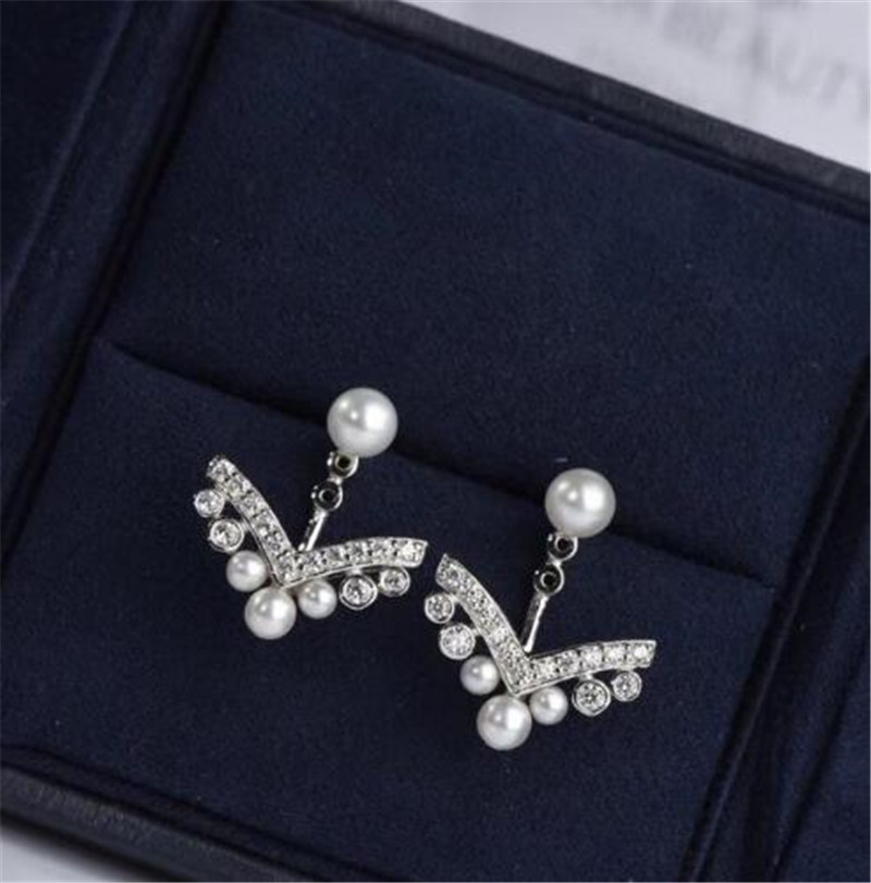 

Earrings jewelry S925 sterling silver pearl diamond Flower earrings women jewelry Gift Free shipping