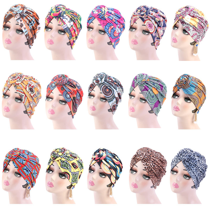 

Hot Sale Adult Women Men Headband Cap Spring Winter Outdoor Party Street Pleated Elastic Turban Hat Knot Head Wrap Hair Accessories, Blue;gray