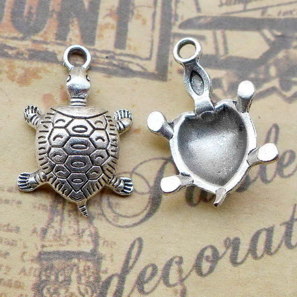 

B4373 22*14mm Tortoise Ancient Silver Combine Gold Product Parts 200 Individual / Package 1.3 G