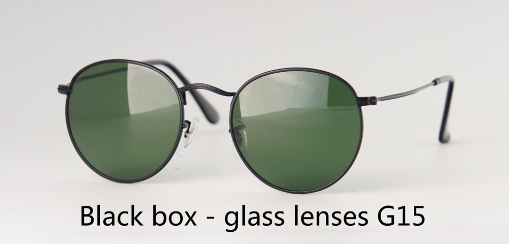 

Wholesale-High quality Mens Womens Sunglasses Brand Designer metal frame Glass Lens Round sun glasses uv400 Goggle With free Case and label