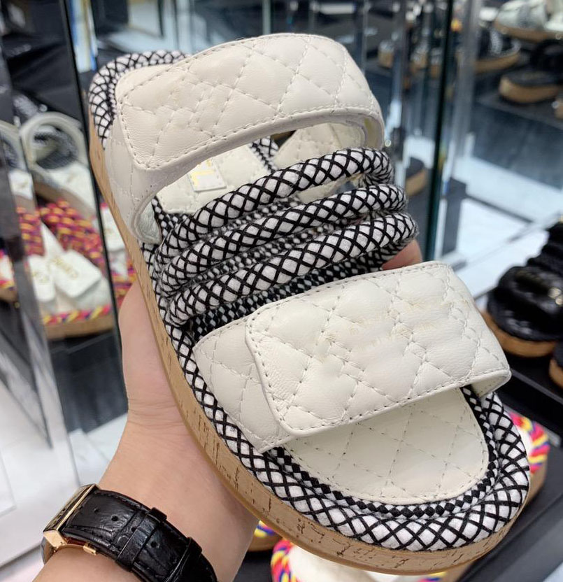 

women camillia sandals rope strappy white 35-40 Fashion leather lsandals flat slides heel beach shoes open toe with box, C2