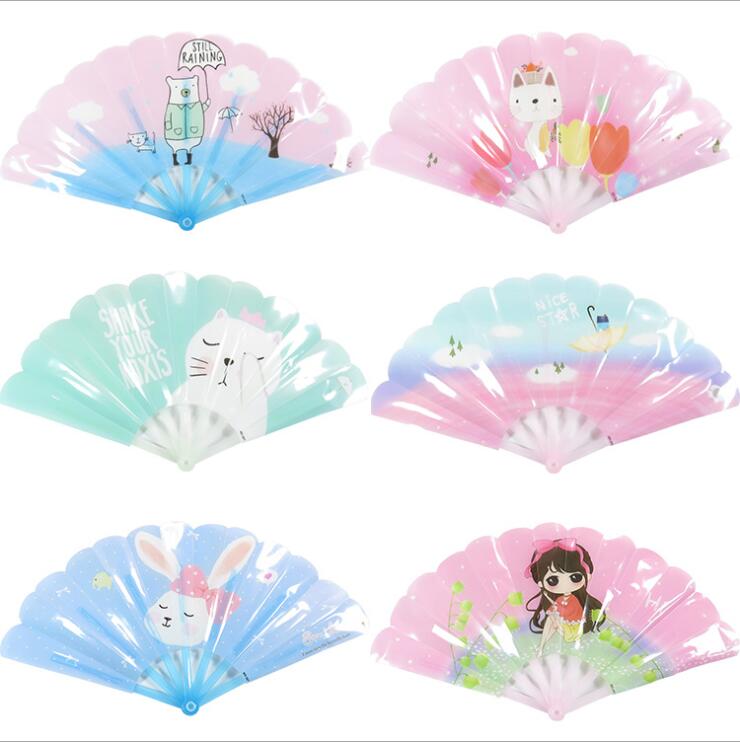

Kids Cute Cartoon Hand Fans Summer Hand-held Plastic Fan Students Folding Fan Small Portable Mini Children Fans