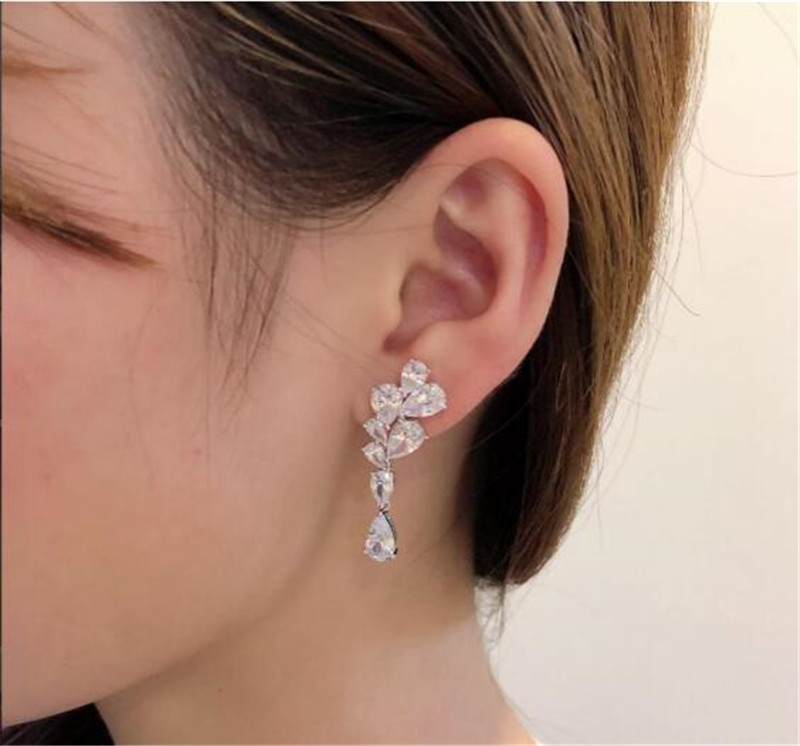 

Earrings jewelry S925 sterling silver full diamond flower earrings women jewelry Free shipping