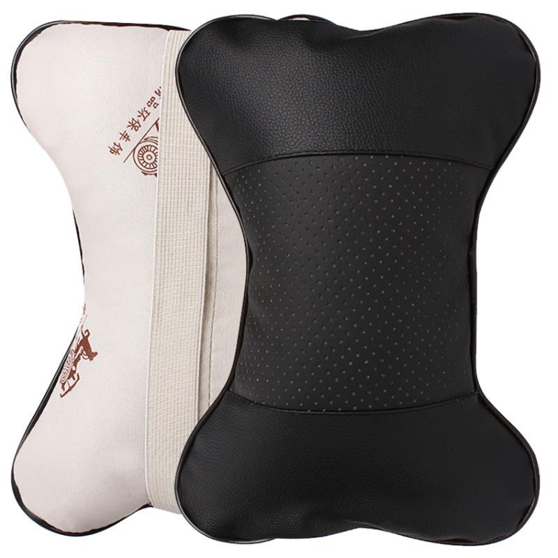

New Hot Car Neck Pillow Headrest Pillow Seat Cushion PU Leather Soft Perforating Design Danny Hole-digging Supplies Auto Safety