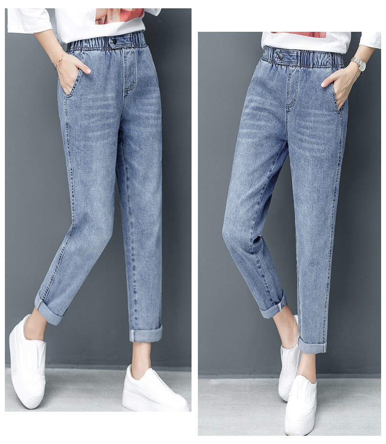 

Light Blue Early Autumn New Easing Straight Leg Elastic Waist High Fashion