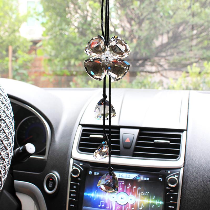 

Car Pendant Crystal Lucky Clover Hanging Ornament Automobiles Interior Rearview Mirror Suspension Decoration Accessories Gifts