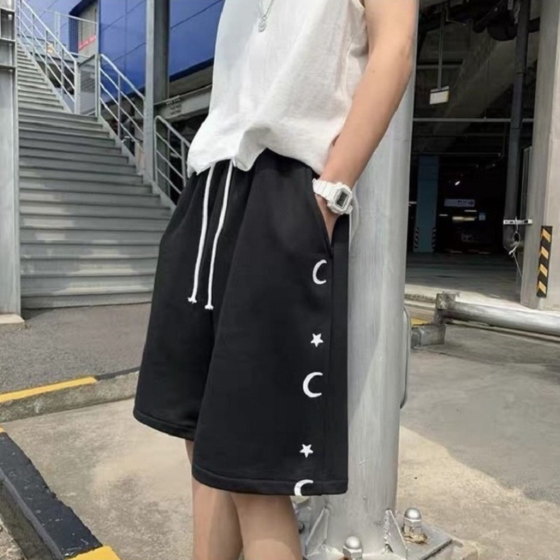 

sports shorts men summer Hong Kong style Harajuku ins lazy casual wild straight student tide brand loose large size pants male, Gray
