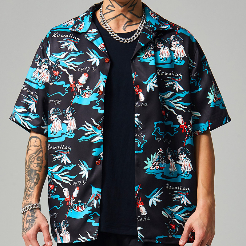 

Men' Top Shirt Short Sleeve Fashion Street Hula Full Print Oversize Short Sleeve Shirt Men' Hawaiian Beach Men, Picture