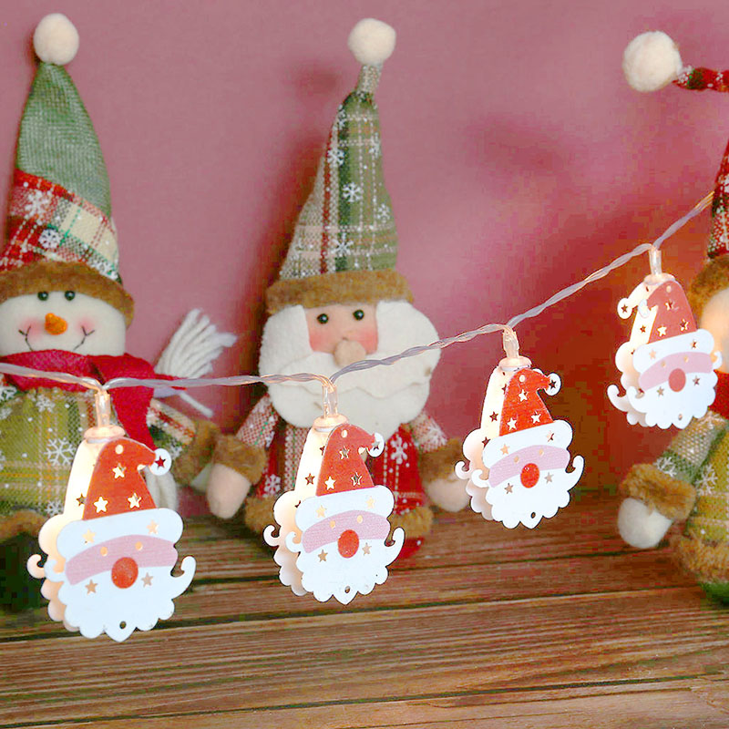 

10LED Metal double-sided Santa Claus LED Light String Garland Battery Box Device New Year Christmas Decorations for Home Christmas HOT