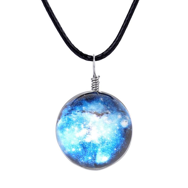 

Pendant Necklaces Starry Night Sky Necklace Art Glass Dome Jewelry Space Pattern Endant Fashion Metal Women Lover Gifts