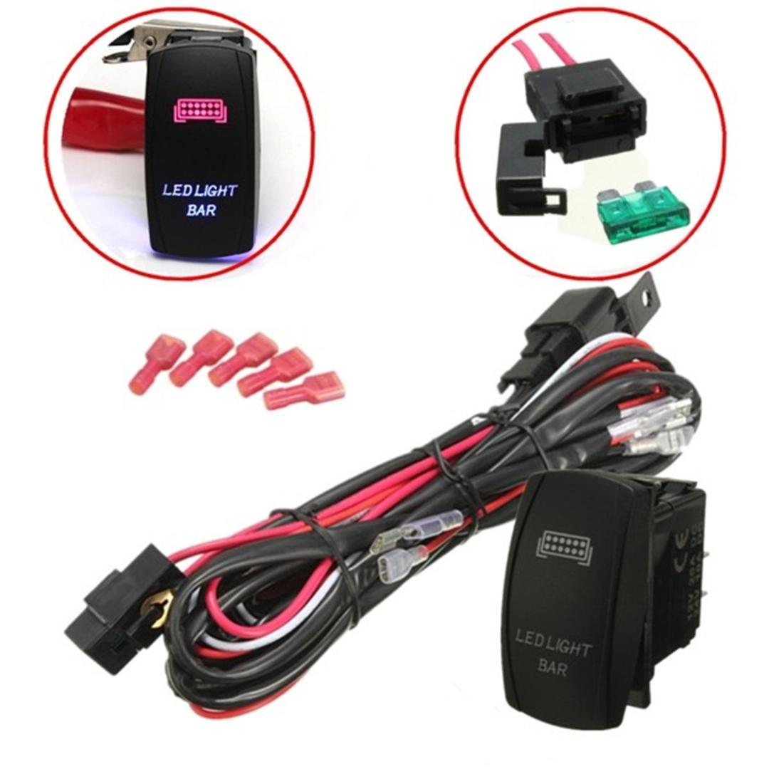 

1 Set Universal LED Work Light Bar Laser Rocker Switch Wiring Harness Kit Loom W/ 40A Relay Fuse for Cars Truck Motorcycle Boat