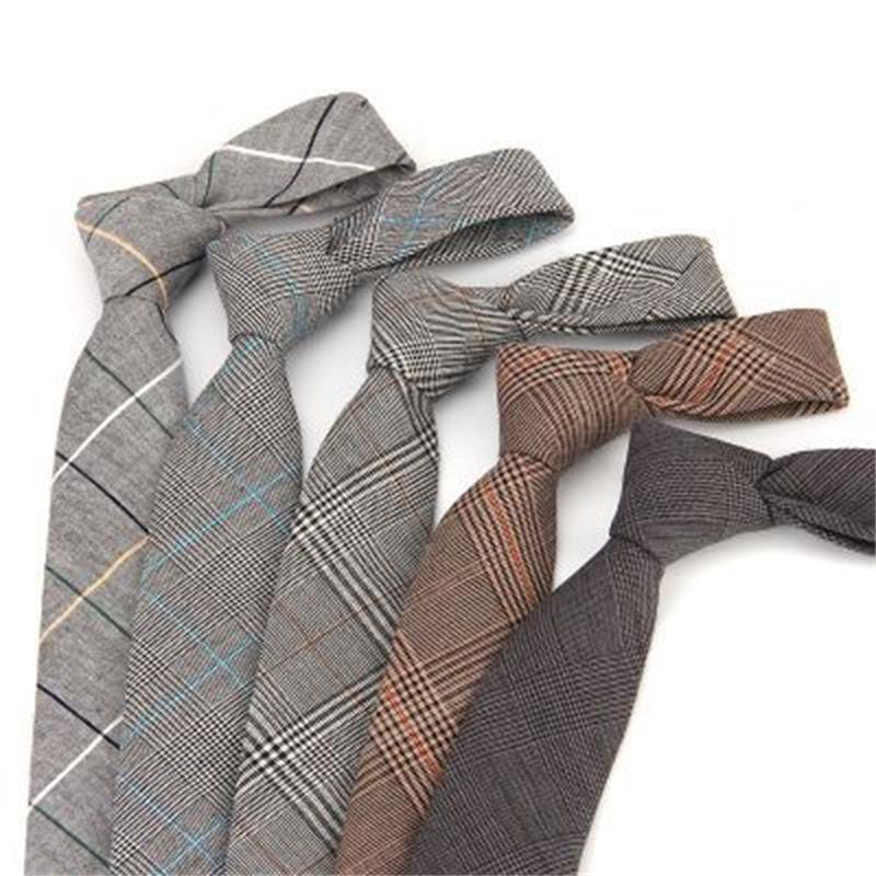 

6cm business tie for men plaid necktie cotton neck tie skinny grey neckties for suit men's neckwear 2pcs/lot