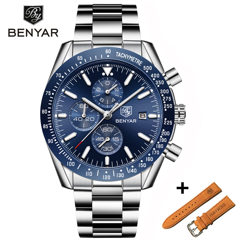 

BENYAR 2019 Men Watches Set Luxury Brand Business Steel Quartz Watch Casual Waterproof Male Wristwatch Relogio Masculino, Khaki