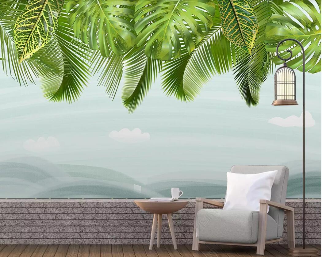 

3d wallpaper custom photo mural Nordic new green leaves watercolor style cactus home decor wall art pictures wallpaper for walls 3 d, Non-woven fabric