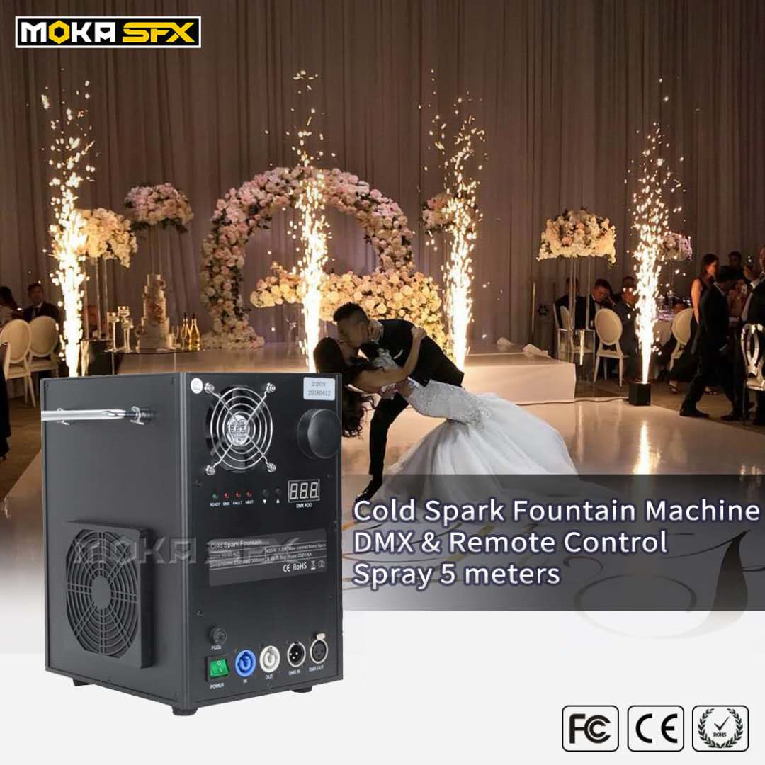 

2 Pcs/lot with 8 Bags Powder DMX Remote Cold Spark Fountain Machine indoor Firework NON-Pyrotechnic Sparkler for Stage Effects