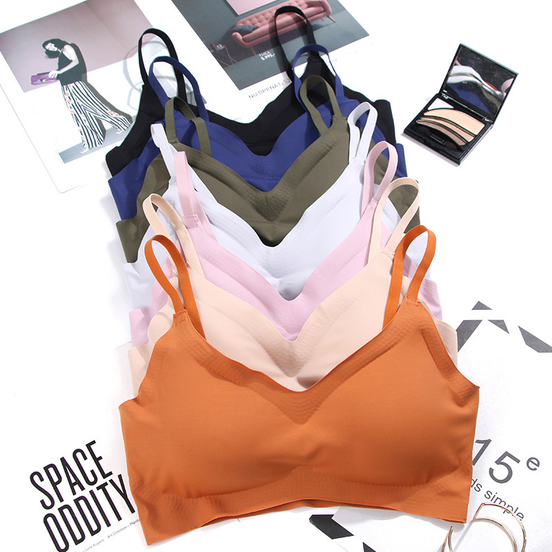 

Student High School Japanese-style GIRL'S New Style Traceless Wireless Lightweight Bra Strap Sleeping Lace Comfortable Underwear, Blue