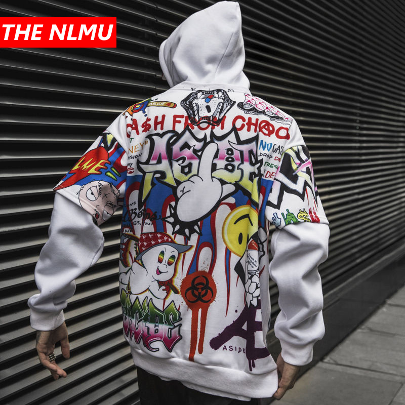 

Hip Hop Hoodies Men Women 2019 Autumn Winter Letter Graffiti Printed Pullover Hoodie Male Fashion Streetwear Sweatshirts WG343, Purple