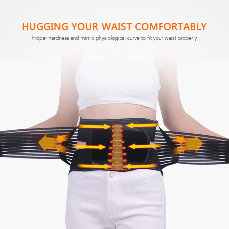 

Outdoor Lower Back Brace Pain Relief Lumbar Waist Support Wrap Workout Sports Waist Trimmer Belt Gift 3 Pads for Men Women, Black