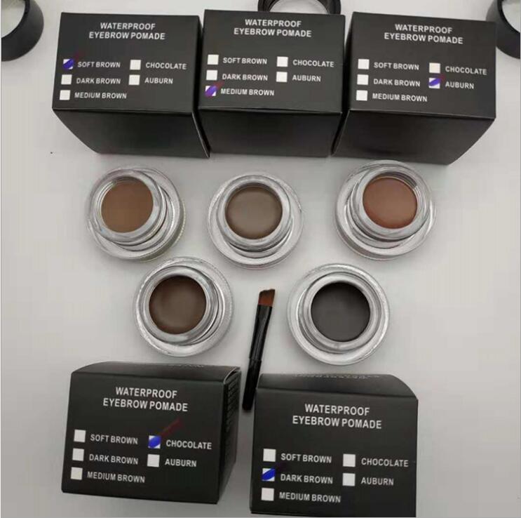 

Hot Eyebrow Pomade Eyebrow Enhancers Makeup Eyebrow with Brushes 5 Colors Medium Brown Dark Brown With Retail Package Drop Shipping, As picture