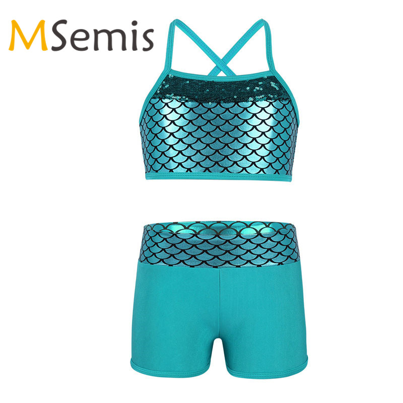Le Ragazze Donna 2 PZ Tankini Con Pantaloncini Abbinati con Lustrini Costume Da Bagno Set Size