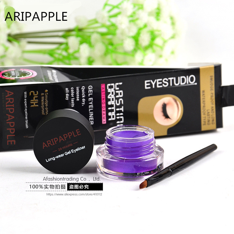 

1pc Purple Eyeliner Waterproof Cream with Brush Make Up Comestics Eye Liner Cream Pen Beauty Essentials Makeup Gel Glitter, 04