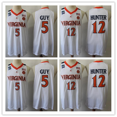 

2019 Champions Virginia Cavaliers Kyle Guy White Jersey #5 UVA NCAA Final Four 12 De'Andre Hunter ACC Men' College Basketball Jersey -2XL, #5 kyle guy white