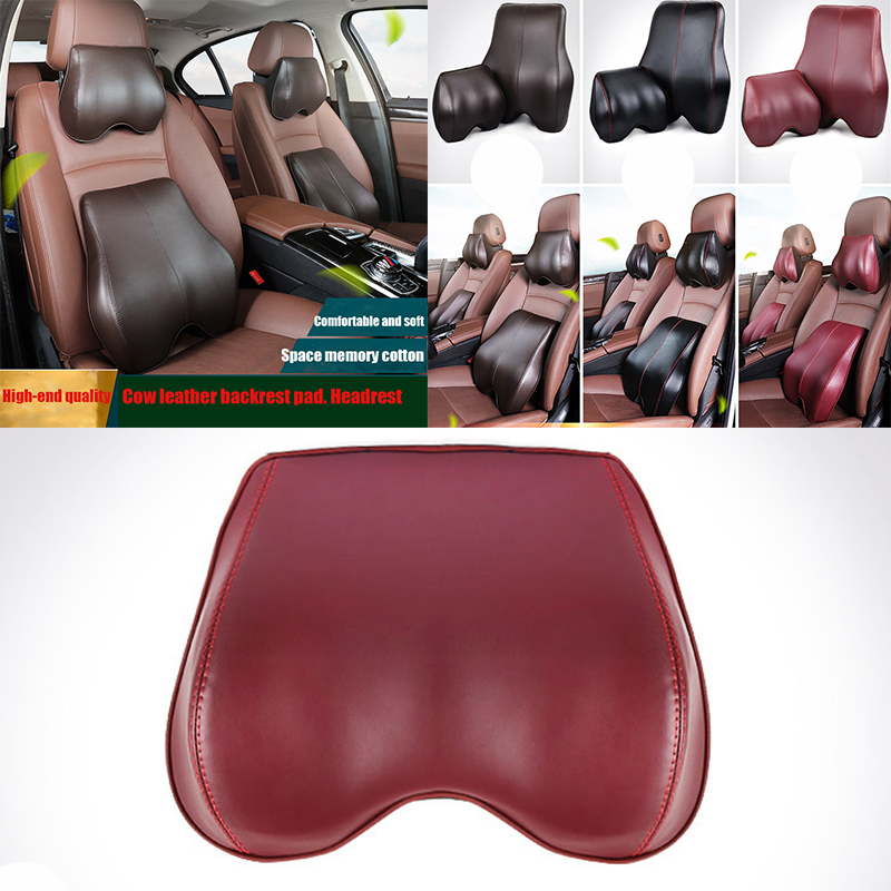 

Car Universal Headrest BackBMW Land Rover Porsche Car Leather Headrest Neck Pillow Leather Memory Cotton Back