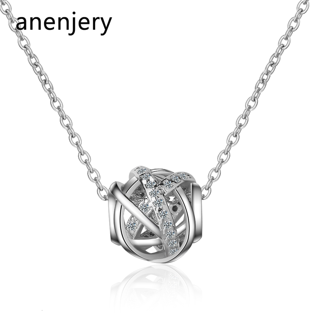 

Charm 925 Sterling Silver Lucky Beads Necklaces For Women Two Colors Micro Zircon Necklace Choker