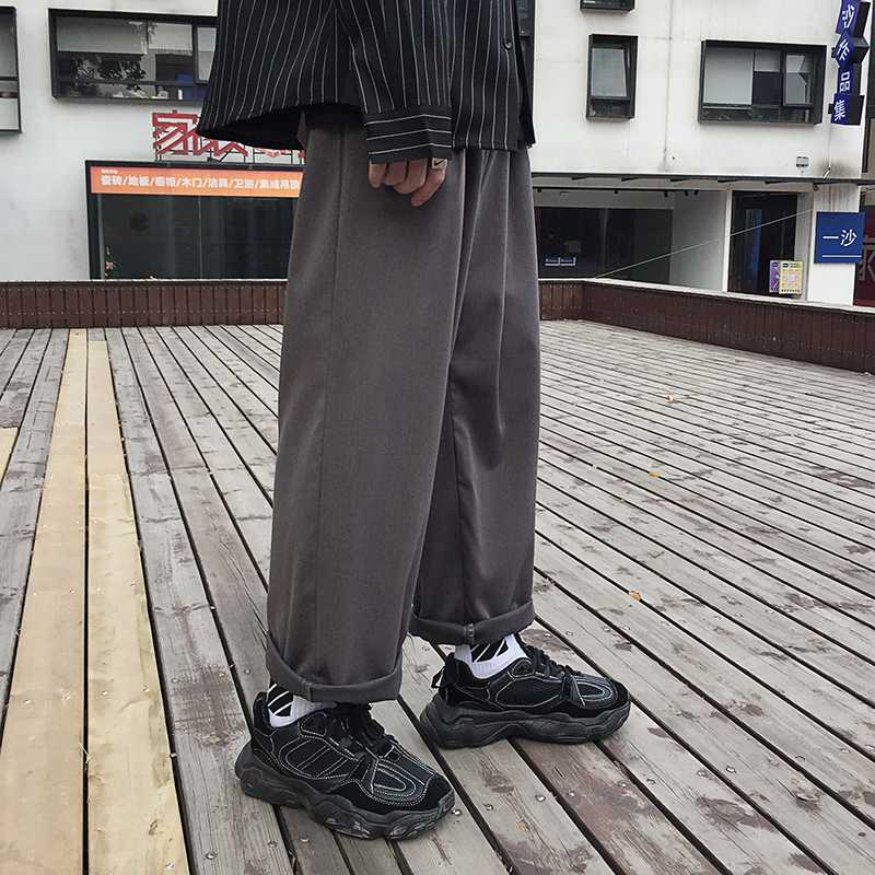 

2020 Spring And Autumn New Youth Popular Solid Color Straight Trousers Fashion Casual Loose Wild Straight Pants S, Gray