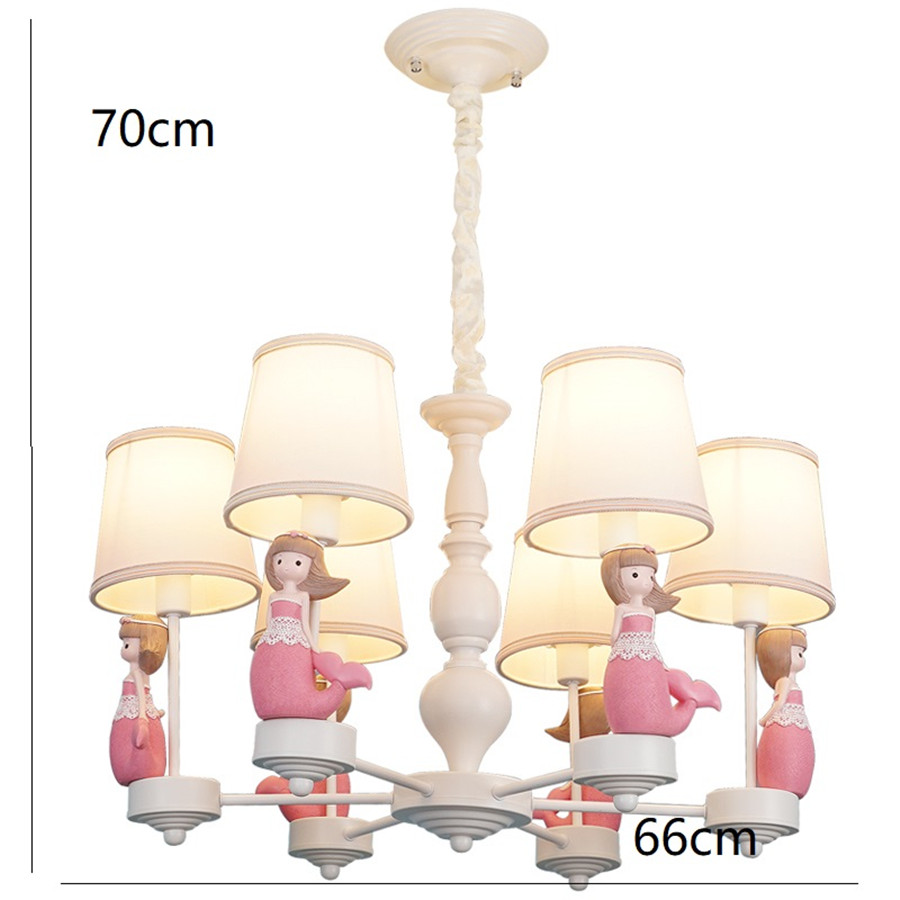 Großhandel Cartoon Prinzessin Haus Meerjungfrau Kronleuchter Beleuchtung Mädchen Schlafzimmer Deco Kinderzimmer Licht Romantische Led Kronleuchter
