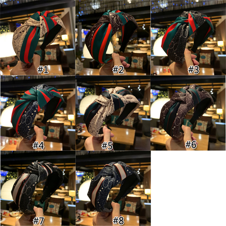 

Satin stitching headband headwear Korean hair accessories net red letters red and green stripes knotted wide side card BFJ820, Mixed colors