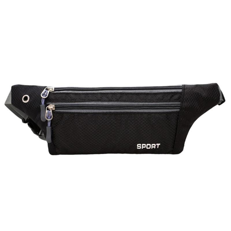 

Zipper Running Hiking Cycling Portable Outdoor Sports Gift Multifunction Waterproof Waist Bag, Black