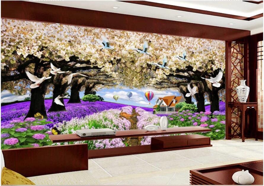 

3d wallpaper custom photo HD Elk Flower Sea Fantasy Forest Landscape living room office Home decor 3d wall murals wallpaper for walls 3 d, Non-woven