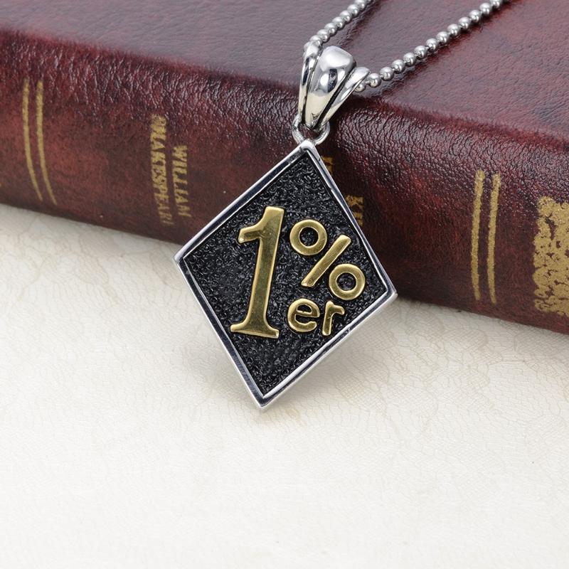 

Silver&Gold Men 1%er One Percenter Outlaw Biker Motorcycle Club Stainless Steel Pendant