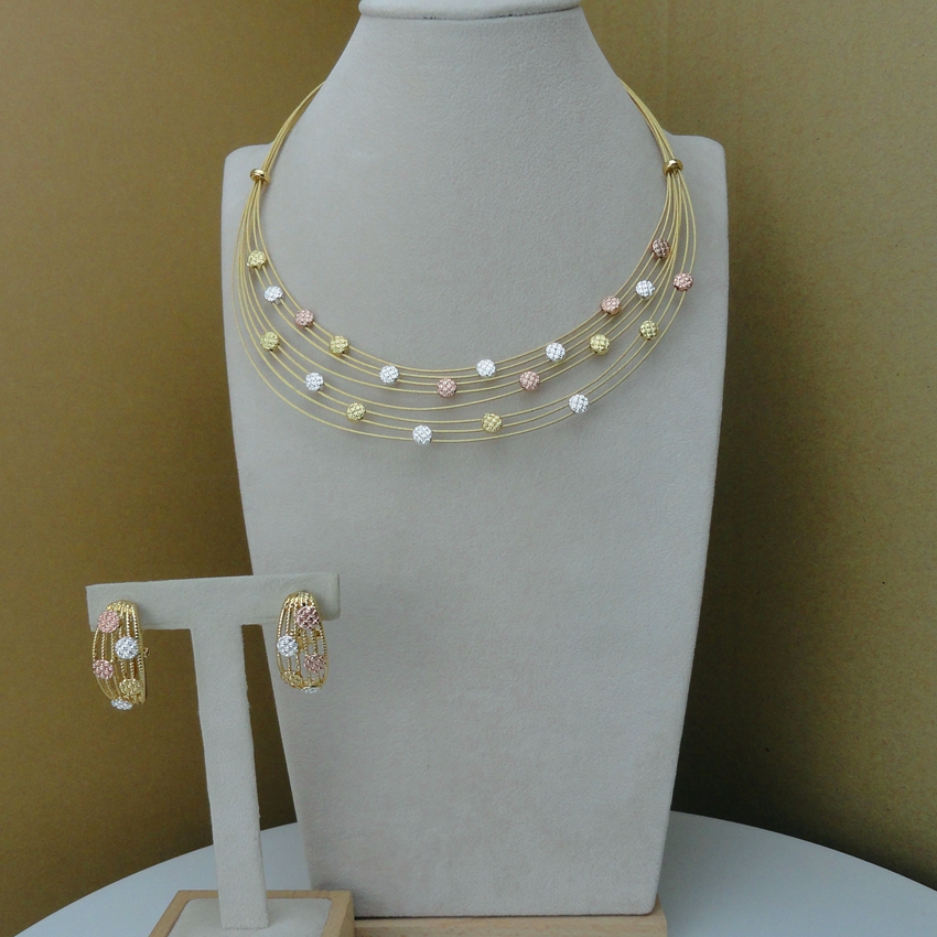 

Yuminglai Latest Design Dubai Costume Jewelry Sets Necklace and Earrings FHK7995, As pic