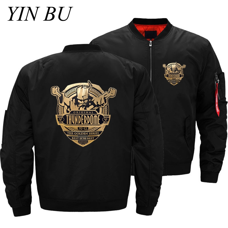 

Mens Bomber Jacket Men Plus Size Coat Thunderdome ID Hardcore Techno And Gabber Men' Flight Windbreaker Pilot baseball jackets, No print