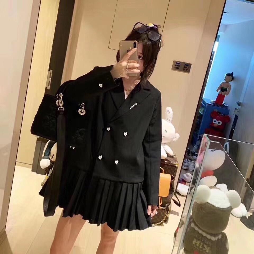 blazer dress with pleated skirt