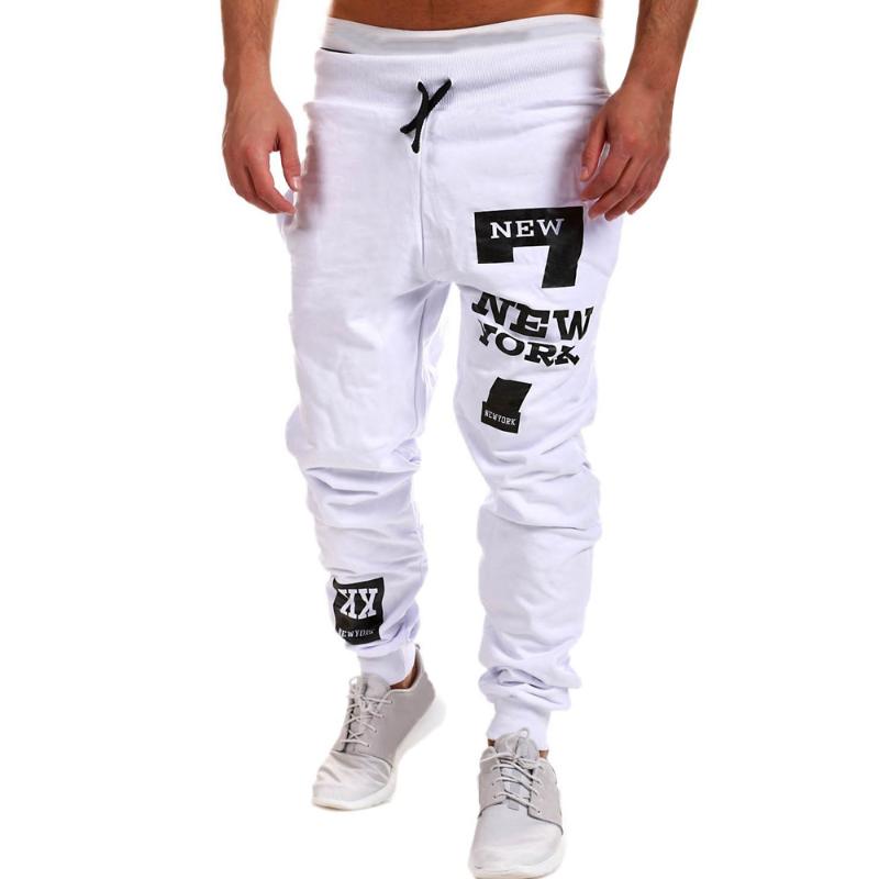

New Mens Pants Fashion Trousers Boy Pants Casual Sweatpants male Trousers streetwear Men sport Sweatpants Long, White