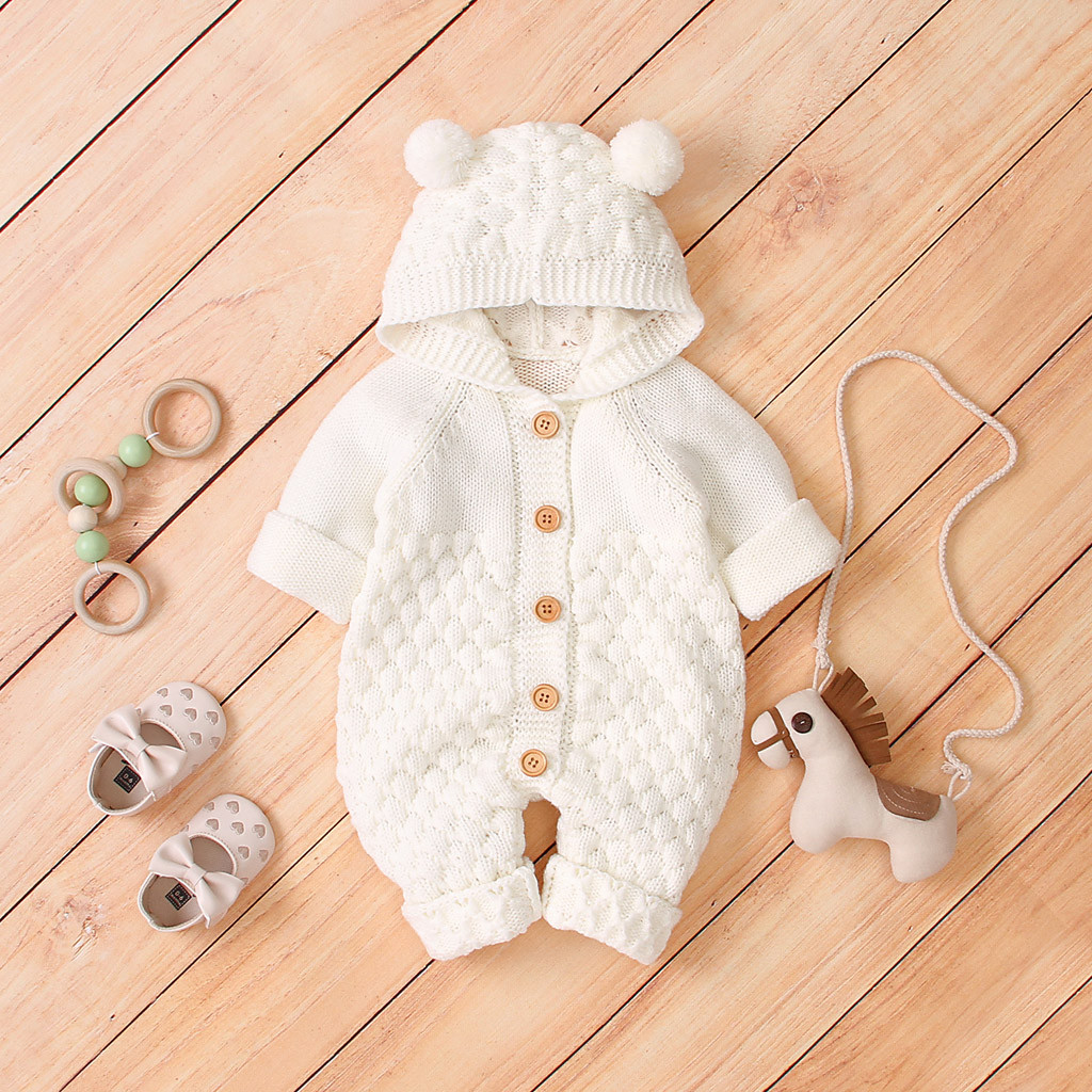 

Boys coat Newborn Infant Baby Girl Boy Winter Warm Coat Knit Outwear Hooded Jumpsuit, Gray