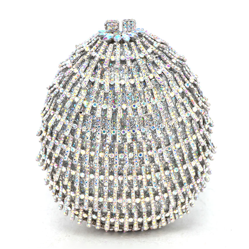 

Designer-Jeweled clutch Wedding Bridal purse Luxury silver A/B Diamond Evening Bags Lady Day clutch Women Crystal Party Bags (88632E), Silver ab